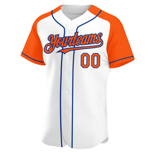 Custom White Orange-Royal Authentic Raglan Sleeves Baseball Jersey - Sky-Custom
