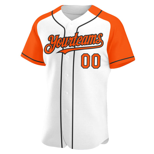 Custom White Orange-Black Authentic Raglan Sleeves Baseball Jersey - Sky-Custom