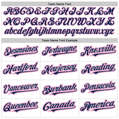 Custom White Navy-Pink Authentic Raglan Sleeves Baseball Jersey - Sky-Custom