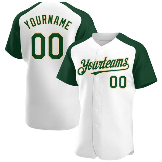 Custom White Green-City Cream Authentic Raglan Sleeves Baseball Jersey - Sky-Custom