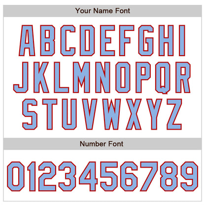 Custom White Light Blue-Red Authentic Raglan Sleeves Baseball Jersey - Sky-Custom