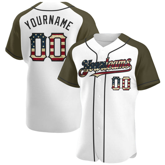 Custom White Vintage USA Flag-Black Authentic Raglan Sleeves Baseball Jersey - Sky-Custom