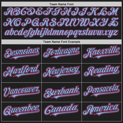 Custom Black Pink-Light Blue Authentic Raglan Sleeves Baseball Jersey - Sky-Custom