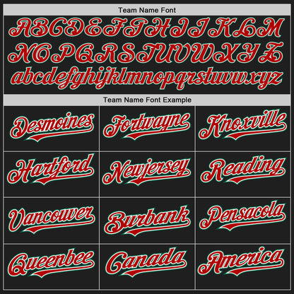 Custom Black Red-Kelly Green Authentic Raglan Sleeves Baseball Jersey - Sky-Custom