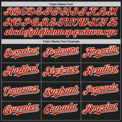 Custom Black Red-Cream Authentic Raglan Sleeves Baseball Jersey - Sky-Custom