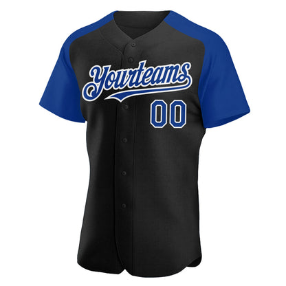 Custom Black Royal-White Authentic Raglan Sleeves Baseball Jersey - Sky-Custom