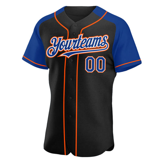 Custom Black Royal-Orange Authentic Raglan Sleeves Baseball Jersey - Sky-Custom