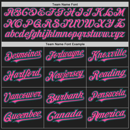 Custom Black Pink-Teal Authentic Raglan Sleeves Baseball Jersey - Sky-Custom
