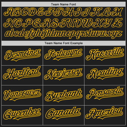 Custom Black Gold Authentic Raglan Sleeves Baseball Jersey - Sky-Custom