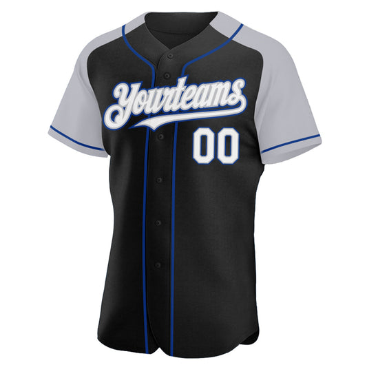 Custom Black White Gray-Royal Authentic Raglan Sleeves Baseball Jersey - Sky-Custom