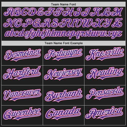 Custom Black Purple-Pink Authentic Raglan Sleeves Baseball Jersey - Sky-Custom