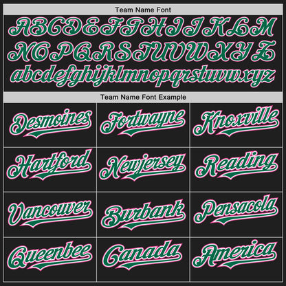 Custom Black Kelly Green-Pink Authentic Raglan Sleeves Baseball Jersey - Sky-Custom
