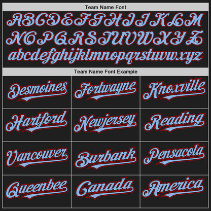 Custom Black Light Blue-Red Authentic Raglan Sleeves Baseball Jersey - Sky-Custom