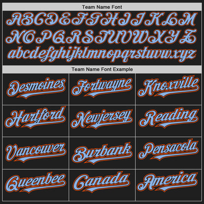Custom Black Light Blue-Orange Authentic Raglan Sleeves Baseball Jersey - Sky-Custom