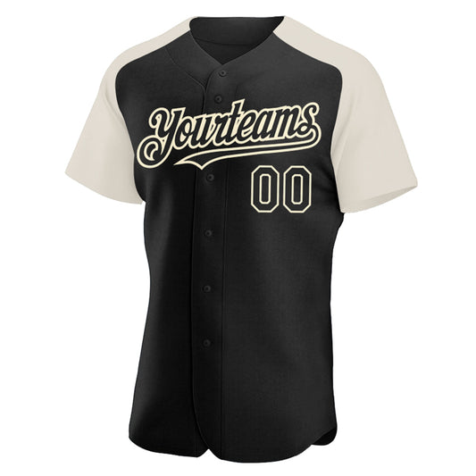 Custom Black Cream Authentic Raglan Sleeves Baseball Jersey - Sky-Custom