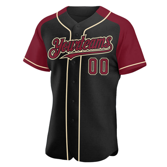 Custom Black Crimson-City Cream Authentic Raglan Sleeves Baseball Jersey - Sky-Custom