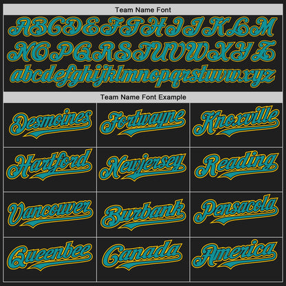 Custom Black Teal-Yellow Authentic Raglan Sleeves Baseball Jersey - Sky-Custom