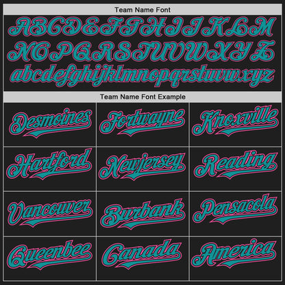 Custom Black Teal-Pink Authentic Raglan Sleeves Baseball Jersey - Sky-Custom