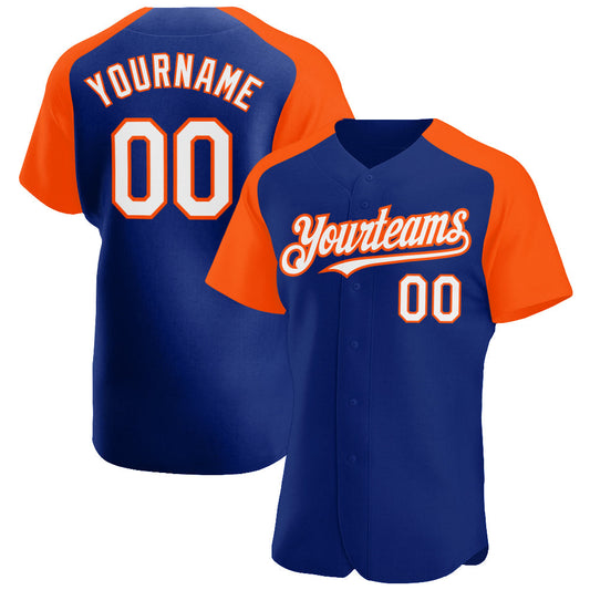 Custom Royal White-Orange Authentic Raglan Sleeves Baseball Jersey - Sky-Custom