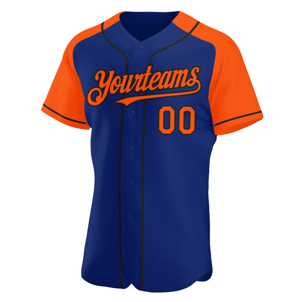 Custom Royal Orange-Black Authentic Raglan Sleeves Baseball Jersey - Sky-Custom