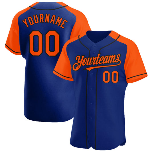 Custom Royal Orange-Black Authentic Raglan Sleeves Baseball Jersey - Sky-Custom