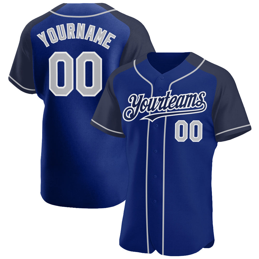 Custom Royal Gray-Navy Authentic Raglan Sleeves Baseball Jersey - Sky-Custom