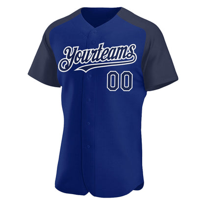 Custom Royal Navy-White Authentic Raglan Sleeves Baseball Jersey - Sky-Custom