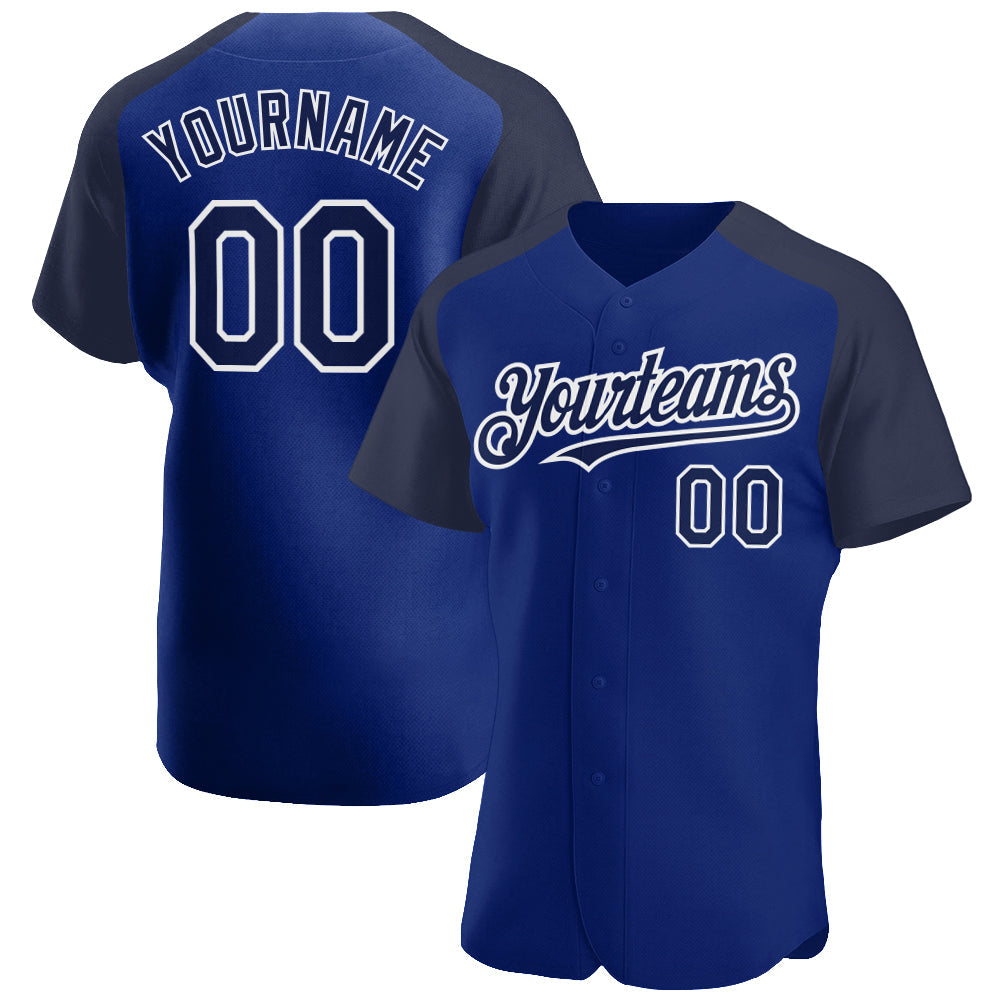 Custom Royal Navy-White Authentic Raglan Sleeves Baseball Jersey - Sky-Custom
