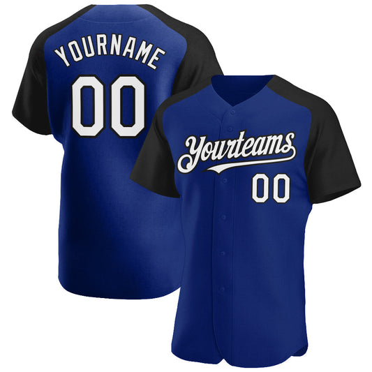 Custom Royal White-Black Authentic Raglan Sleeves Baseball Jersey - Sky-Custom