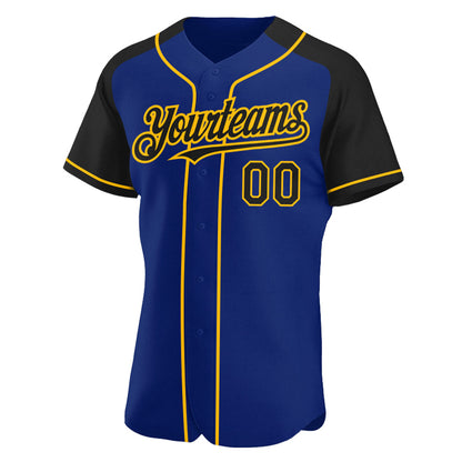 Custom Royal Black-Gold Authentic Raglan Sleeves Baseball Jersey - Sky-Custom