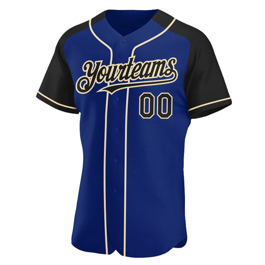 Custom Royal Black-City Cream Authentic Raglan Sleeves Baseball Jersey - Sky-Custom
