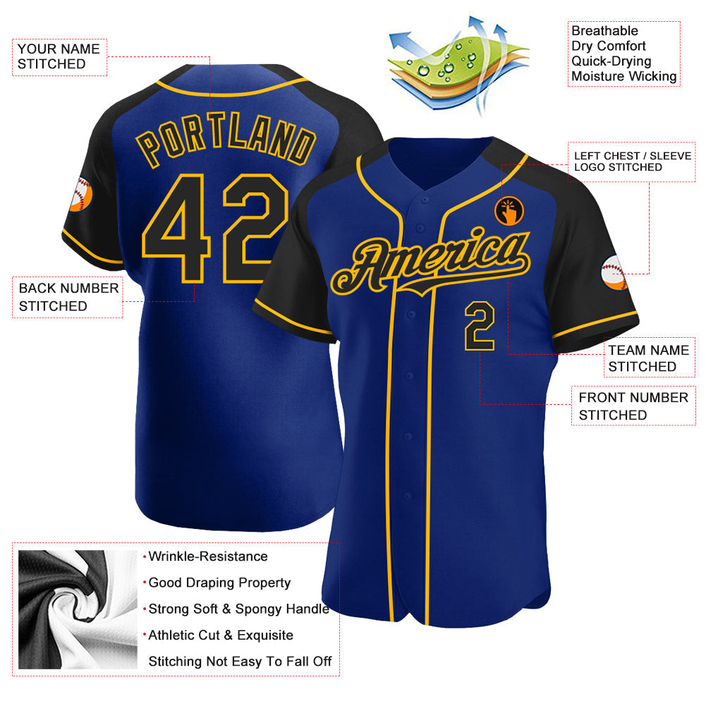 Custom Royal Black-City Cream Authentic Raglan Sleeves Baseball Jersey - Sky-Custom