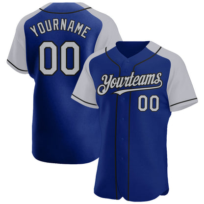 Custom Royal Gray-Black Authentic Raglan Sleeves Baseball Jersey - Sky-Custom