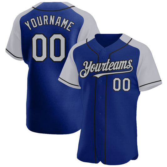 Custom Royal Gray-Black Authentic Raglan Sleeves Baseball Jersey - Sky-Custom