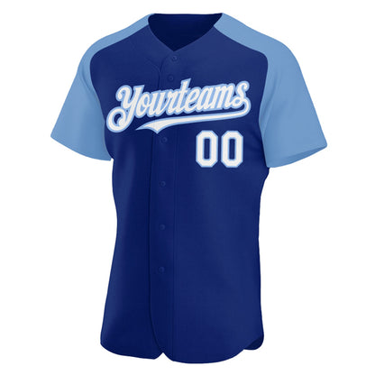 Custom Royal White-Light Blue Authentic Raglan Sleeves Baseball Jersey - Sky-Custom