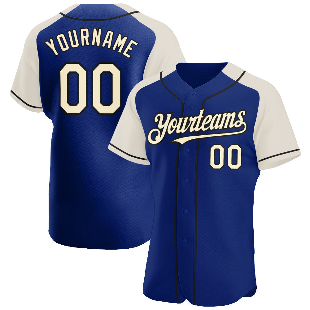 Custom Royal Cream-Black Authentic Raglan Sleeves Baseball Jersey - Sky-Custom