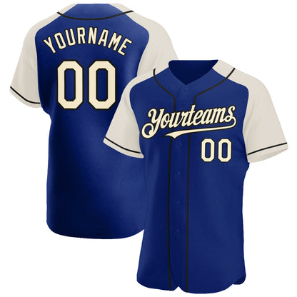 Custom Royal Cream-Black Authentic Raglan Sleeves Baseball Jersey - Sky-Custom