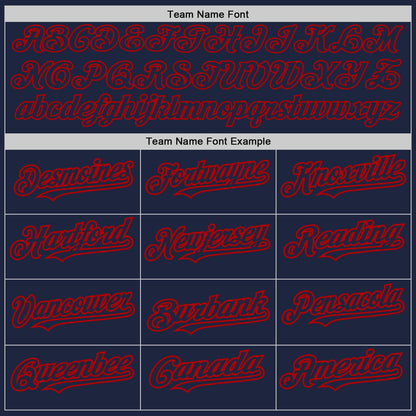 Custom Navy Red Authentic Raglan Sleeves Baseball Jersey - Sky-Custom