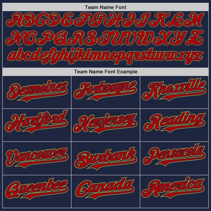 Custom Navy Red-Old Gold Authentic Raglan Sleeves Baseball Jersey - Sky-Custom