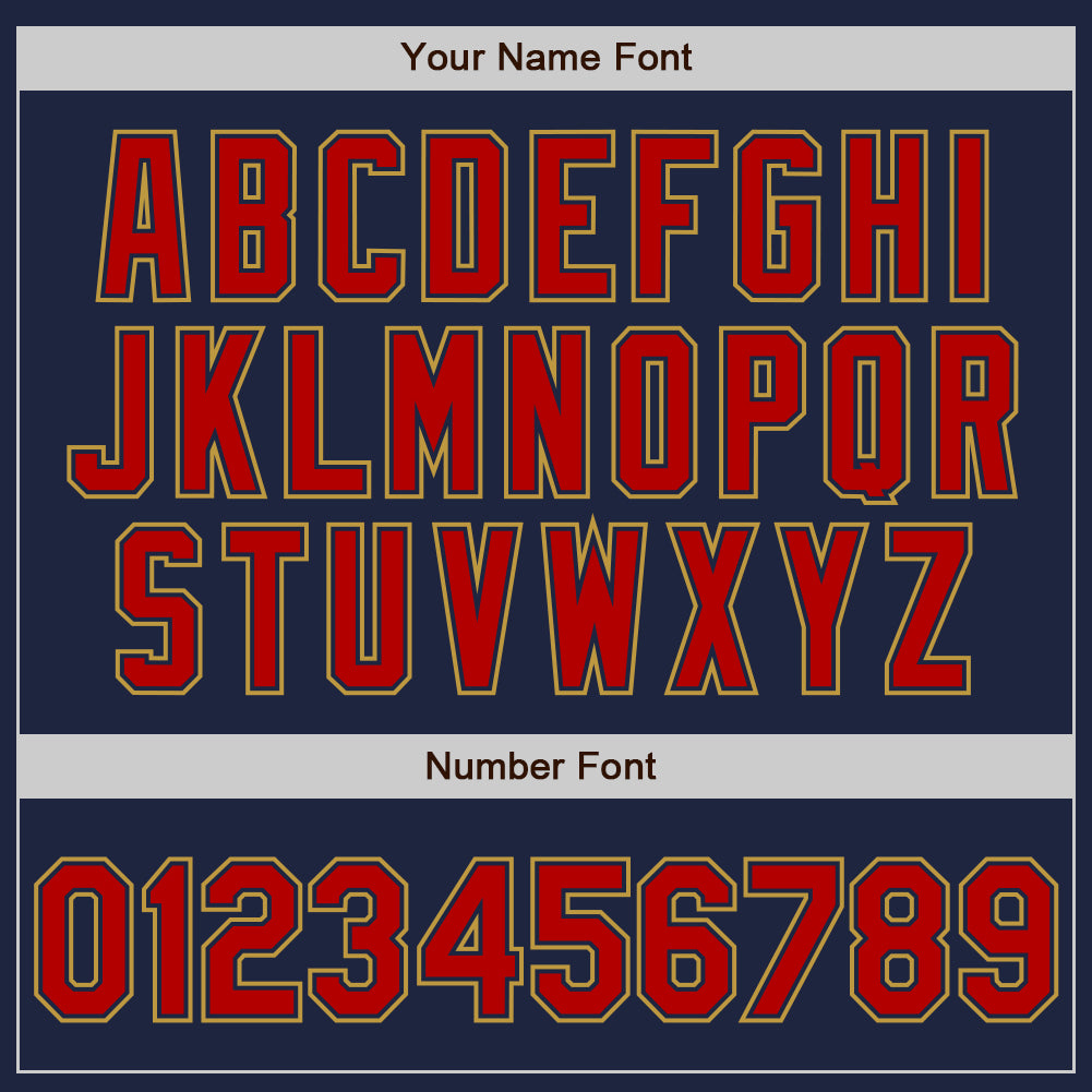 Custom Navy Red-Old Gold Authentic Raglan Sleeves Baseball Jersey - Sky-Custom