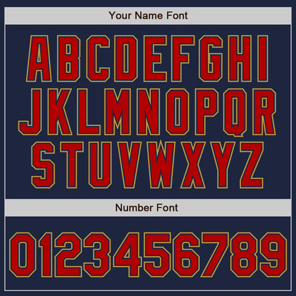 Custom Navy Red-Old Gold Authentic Raglan Sleeves Baseball Jersey - Sky-Custom