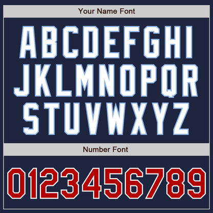 Custom Navy Red-Light Blue Authentic Raglan Sleeves Baseball Jersey - Sky-Custom