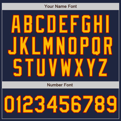 Custom Navy Gold-Red Authentic Raglan Sleeves Baseball Jersey - Sky-Custom