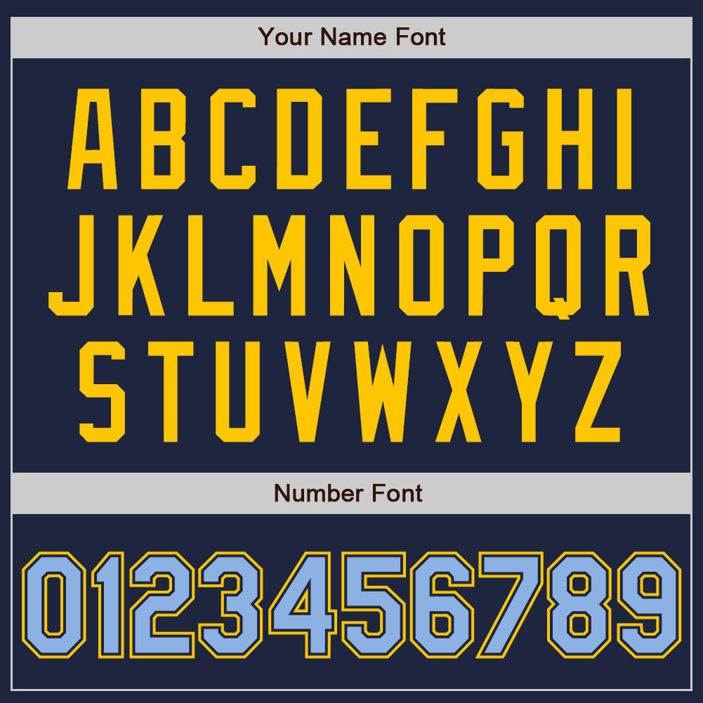 Custom Navy Light Blue-Yellow Authentic Raglan Sleeves Baseball Jersey - Sky-Custom