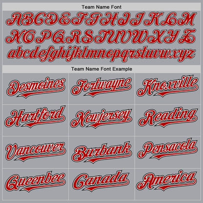 Custom Gray Red-Black Authentic Raglan Sleeves Baseball Jersey - Sky-Custom