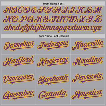 Custom Gray Purple-Gold Authentic Raglan Sleeves Baseball Jersey - Sky-Custom