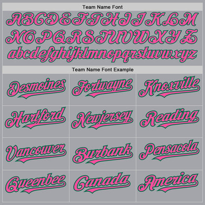 Custom Gray Pink-Kelly Green Authentic Raglan Sleeves Baseball Jersey - Sky-Custom