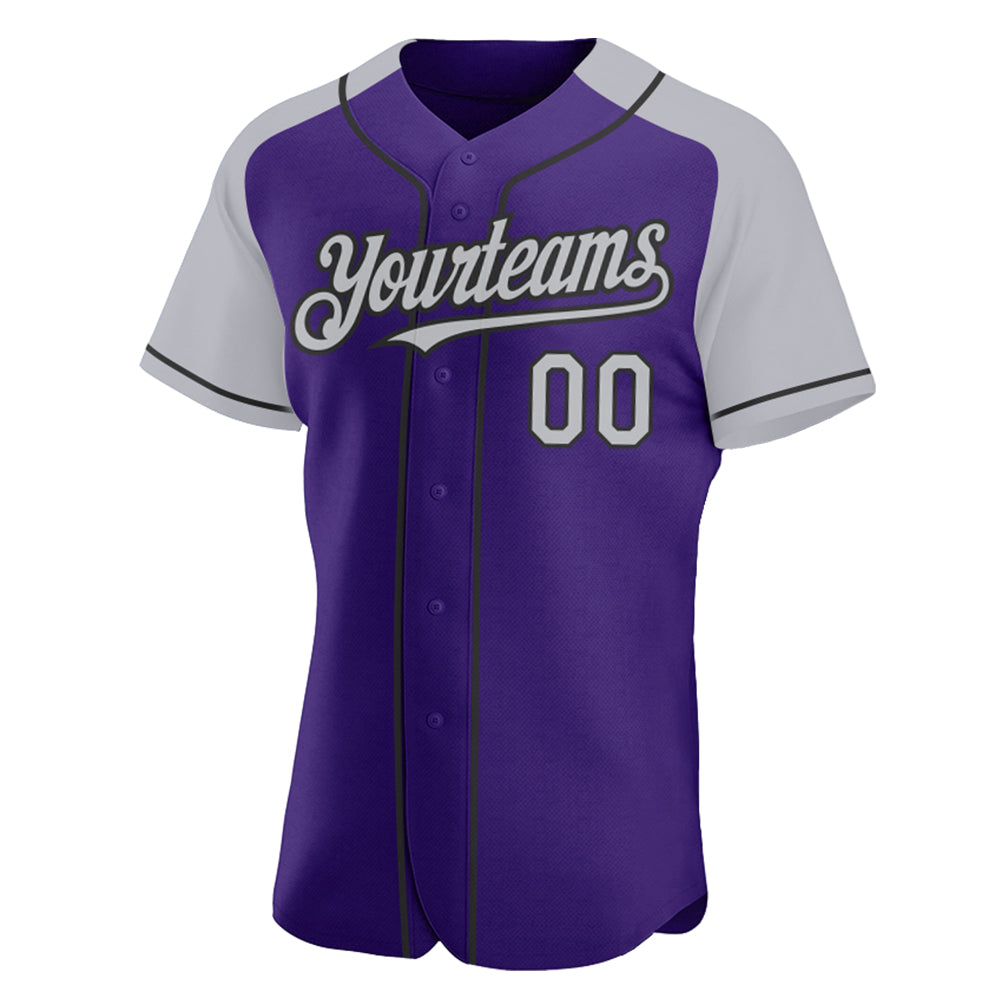 Custom Purple Gray-Black Authentic Raglan Sleeves Baseball Jersey - Sky-Custom