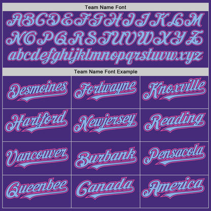 Custom Purple Light Blue-Pink Authentic Raglan Sleeves Baseball Jersey - Sky-Custom