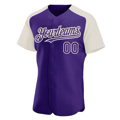 Custom Purple Cream Authentic Raglan Sleeves Baseball Jersey - Sky-Custom